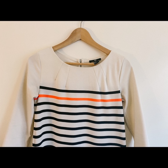 Striped Shift Dress / white / black / orange - Picture 5 of 5